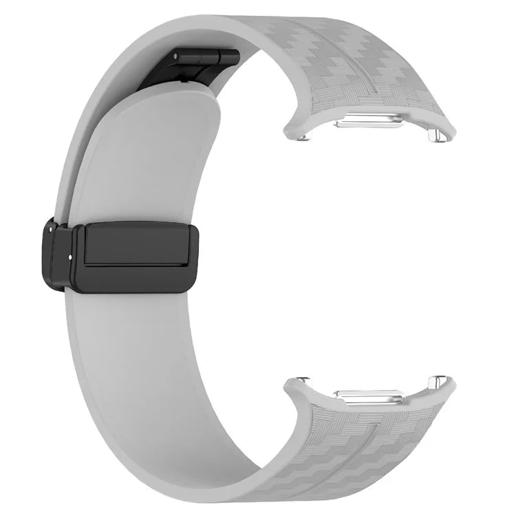 For Samsung Galaxy Watch Ultra 47mm Silicone Watch Band Carbon Fiber Texture with Magnetic Buckle