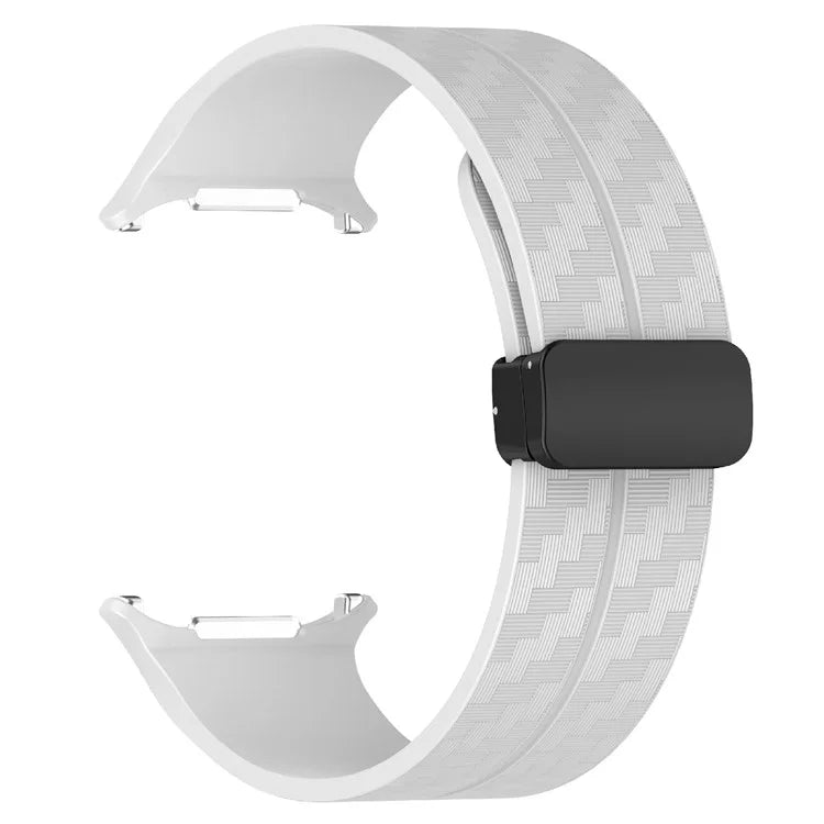 For Samsung Galaxy Watch Ultra 47mm Silicone Watch Band Carbon Fiber Texture with Magnetic Buckle