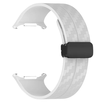 For Samsung Galaxy Watch Ultra 47mm Silicone Watch Band Carbon Fiber Texture with Magnetic Buckle