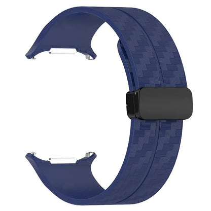 For Samsung Galaxy Watch Ultra 47mm Silicone Watch Band Carbon Fiber Texture with Magnetic Buckle