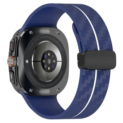 For Samsung Galaxy Watch Ultra 47mm Silicone Watch Band Carbon Fiber Texture with Magnetic Buckle