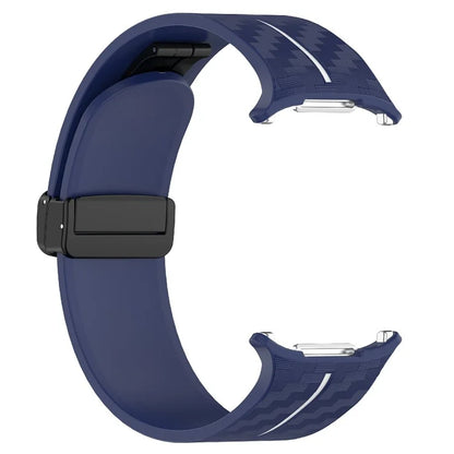 For Samsung Galaxy Watch Ultra 47mm Silicone Watch Band Carbon Fiber Texture with Magnetic Buckle