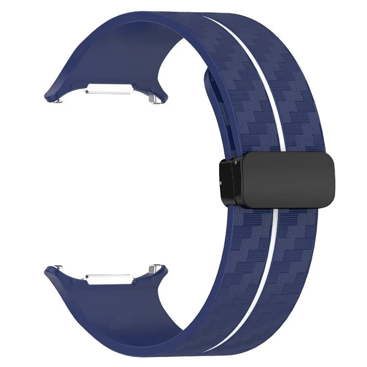 For Samsung Galaxy Watch Ultra 47mm Silicone Watch Band Carbon Fiber Texture with Magnetic Buckle