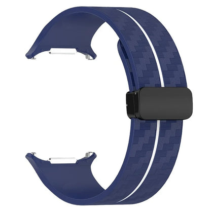 For Samsung Galaxy Watch Ultra 47mm Silicone Watch Band Carbon Fiber Texture with Magnetic Buckle