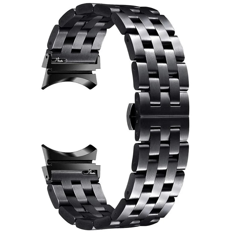 For Samsung Galaxy Watch7 44mm / 40mm Stainless Steel Band with Connector 5-Bead Smart Watch Strap, Black