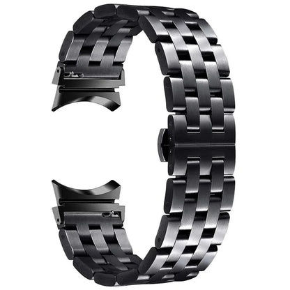 For Samsung Galaxy Watch7 44mm / 40mm Stainless Steel Band with Connector 5-Bead Smart Watch Strap, Black