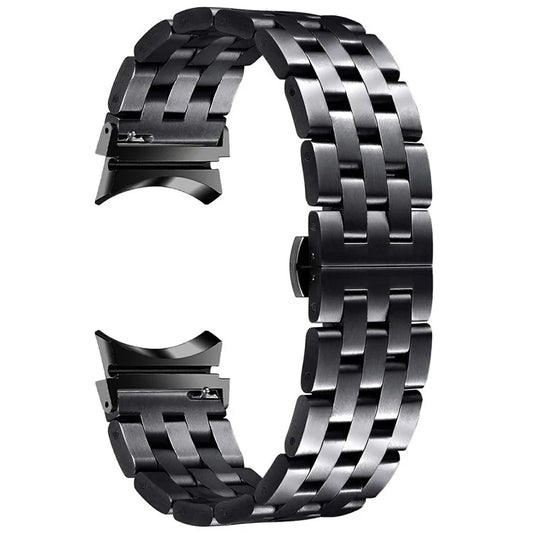 For Samsung Galaxy Watch7 44mm / 40mm Stainless Steel Band with Connector 5-Bead Smart Watch Strap, Black