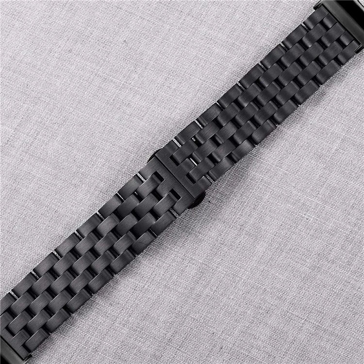 For Samsung Galaxy Watch7 44mm / 40mm Stainless Steel Band with Connector 5-Bead Smart Watch Strap, Black