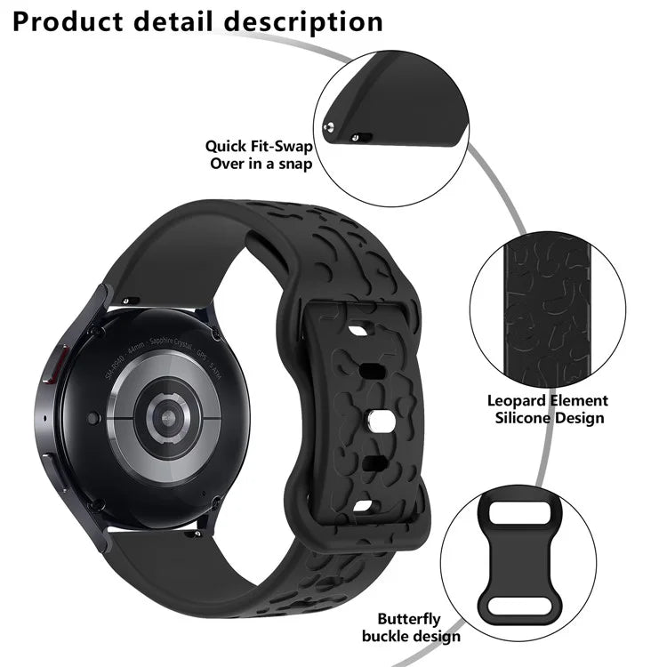 KALEBOL 20mm Silicone Strap for Huawei Watch GT 3 42mm / GT 3 Pro 43mm Leopard Texture Watch Band