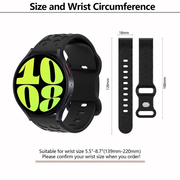 KALEBOL 18mm Silicone Strap for Huawei Watch GT 4 41mm / Garmin Venu 3S Leopard Texture Watch Band