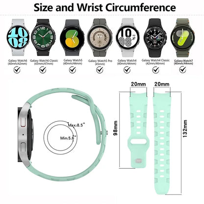KALEBOL Silicone Band for Samsung Galaxy Watch7 44mm / 40mm Adjustable Watch Strap