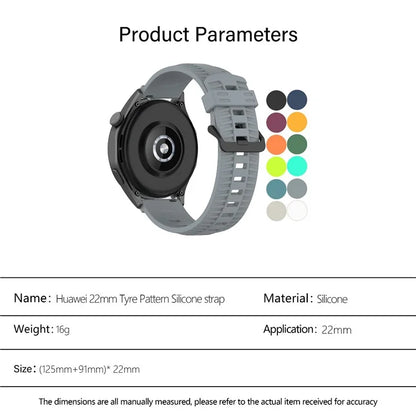 KALEBOL 22mm Silicone Strap for Huawei Watch 4 / 4 Pro / GT 4 46mm Tire Texture Watch Band