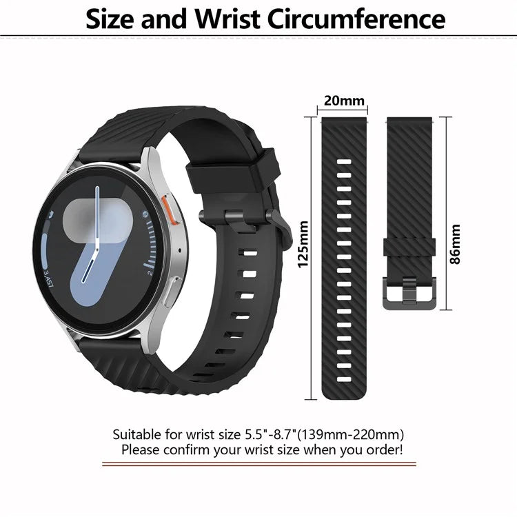 KALEBOL 20mm Silicone Band for Huawei Watch GT 3 42mm / GT 3 Pro 43mm Tire Pattern Watch Strap