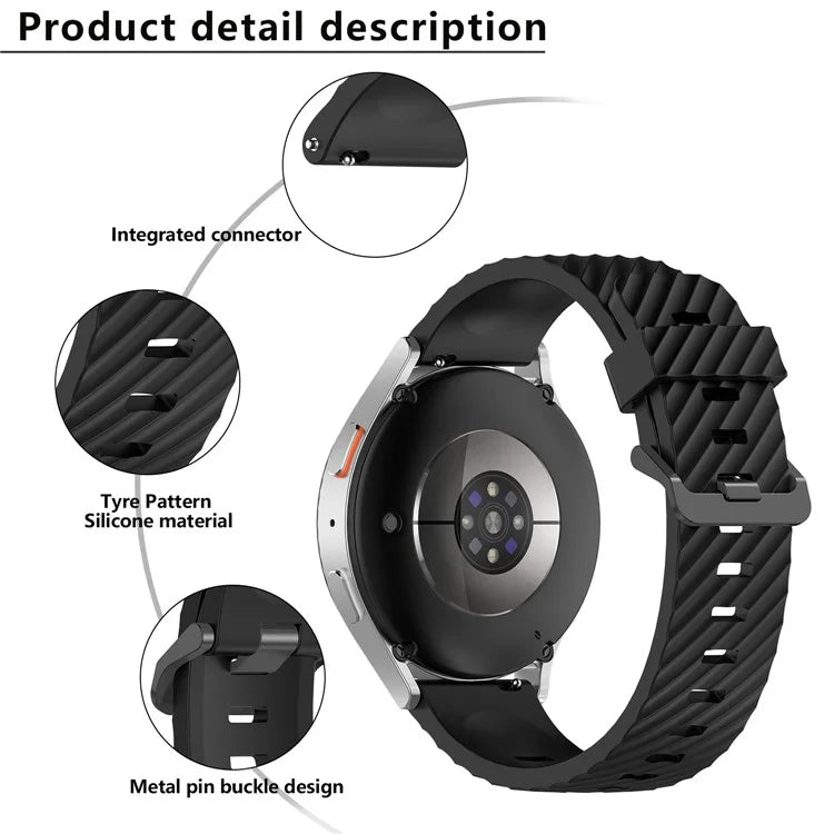 KALEBOL 20mm Silicone Band for Huawei Watch GT 3 42mm / GT 3 Pro 43mm Tire Pattern Watch Strap