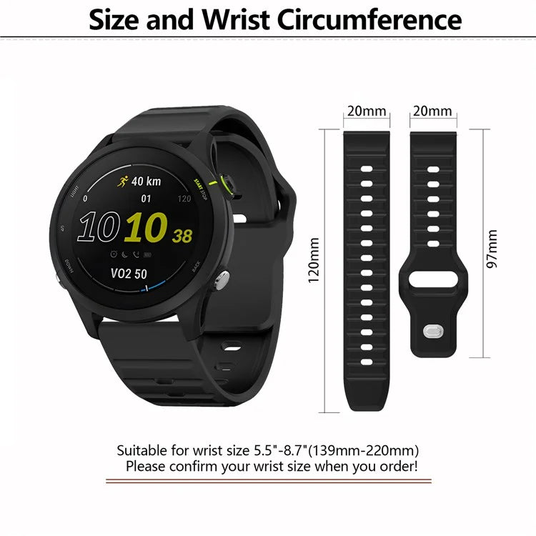 KALEBOL 20mm Silicone Strap for Huawei Watch GT 3 42mm / GT 3 Pro 43mm Wave Design Watch Band