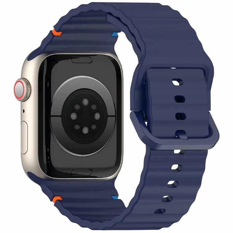 Silicone Strap for Apple Watch Series 10 46mm / Ultra 2 / Ultra 49mm / 9 8 7 45mm / SE (2023) SE (2022) SE 6 5 4 44mm / 3 2 1 42mm Wave Band