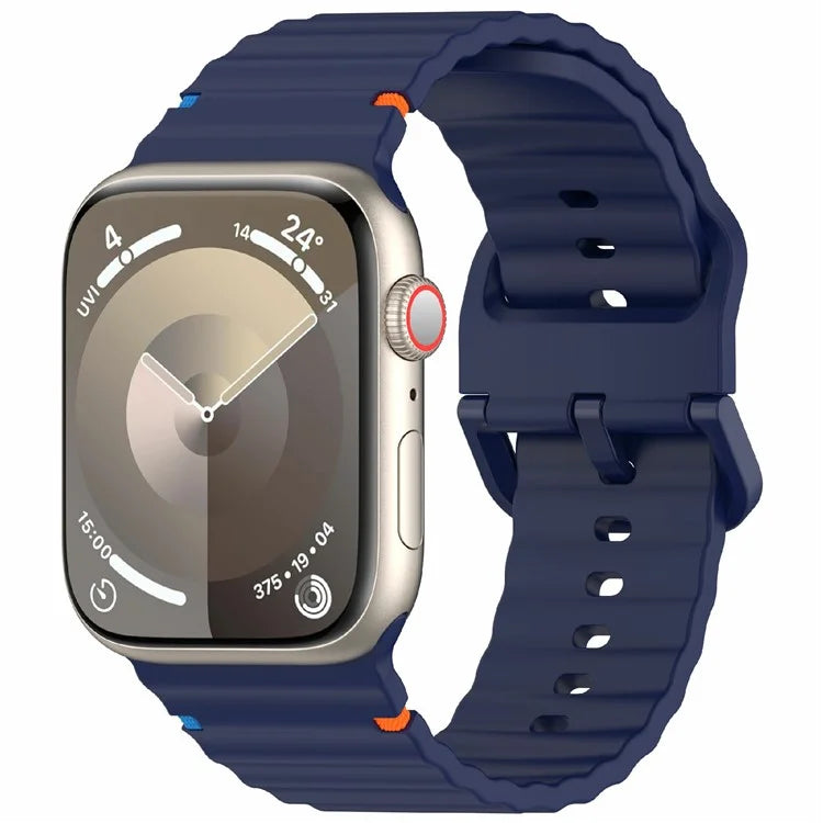 Silicone Strap for Apple Watch Series 10 46mm / Ultra 2 / Ultra 49mm / 9 8 7 45mm / SE (2023) SE (2022) SE 6 5 4 44mm / 3 2 1 42mm Wave Band
