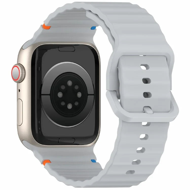 Silicone Strap for Apple Watch Series 10 46mm / Ultra 2 / Ultra 49mm / 9 8 7 45mm / SE (2023) SE (2022) SE 6 5 4 44mm / 3 2 1 42mm Wave Band