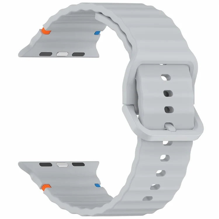 Silicone Strap for Apple Watch Series 10 46mm / Ultra 2 / Ultra 49mm / 9 8 7 45mm / SE (2023) SE (2022) SE 6 5 4 44mm / 3 2 1 42mm Wave Band