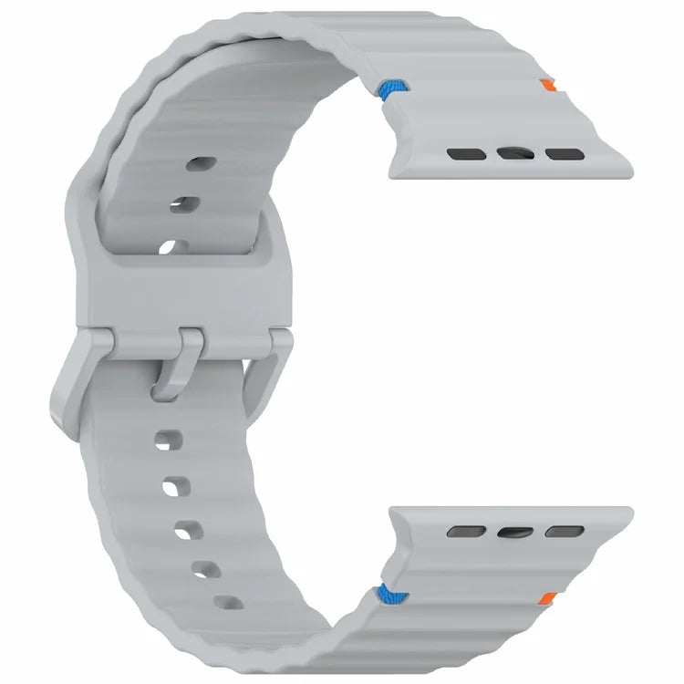 Silicone Strap for Apple Watch Series 10 46mm / Ultra 2 / Ultra 49mm / 9 8 7 45mm / SE (2023) SE (2022) SE 6 5 4 44mm / 3 2 1 42mm Wave Band