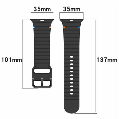 Silicone Strap for Apple Watch Series 10 46mm / Ultra 2 / Ultra 49mm / 9 8 7 45mm / SE (2023) SE (2022) SE 6 5 4 44mm / 3 2 1 42mm Wave Band