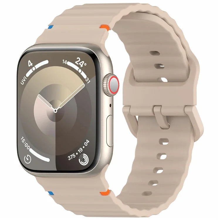 Silicone Strap for Apple Watch Series 10 46mm / Ultra 2 / Ultra 49mm / 9 8 7 45mm / SE (2023) SE (2022) SE 6 5 4 44mm / 3 2 1 42mm Wave Band
