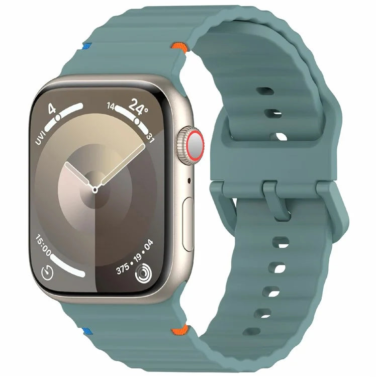 Silicone Strap for Apple Watch Series 10 46mm / Ultra 2 / Ultra 49mm / 9 8 7 45mm / SE (2023) SE (2022) SE 6 5 4 44mm / 3 2 1 42mm Wave Band