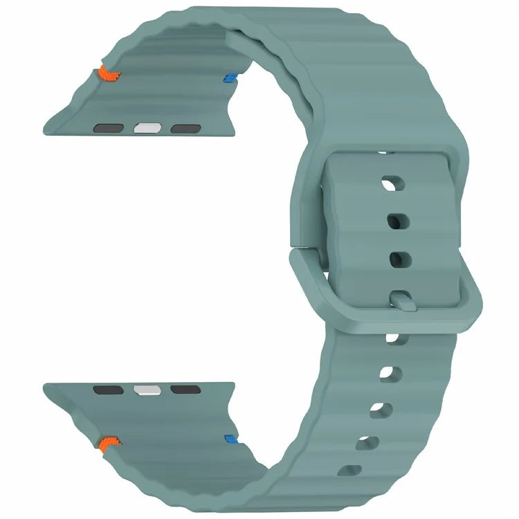 Silicone Strap for Apple Watch Series 10 46mm / Ultra 2 / Ultra 49mm / 9 8 7 45mm / SE (2023) SE (2022) SE 6 5 4 44mm / 3 2 1 42mm Wave Band