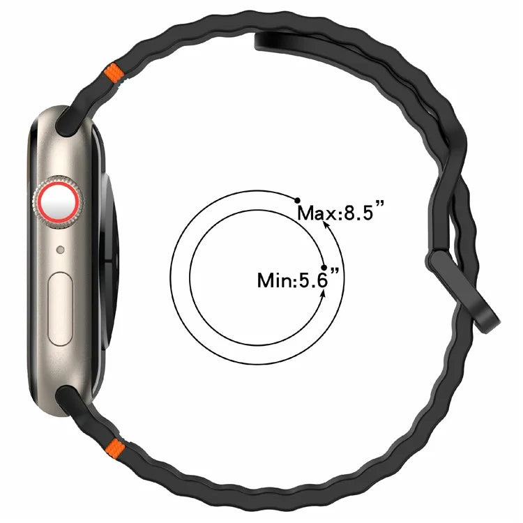 Silicone Strap for Apple Watch Series 10 46mm / Ultra 2 / Ultra 49mm / 9 8 7 45mm / SE (2023) SE (2022) SE 6 5 4 44mm / 3 2 1 42mm Wave Band