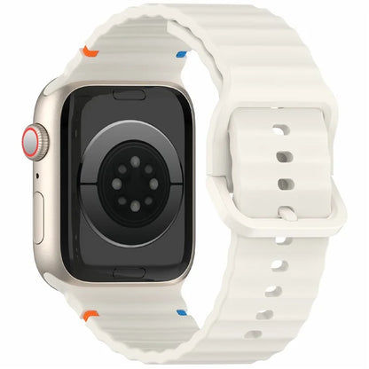 Silicone Strap for Apple Watch Series 10 46mm / Ultra 2 / Ultra 49mm / 9 8 7 45mm / SE (2023) SE (2022) SE 6 5 4 44mm / 3 2 1 42mm Wave Band