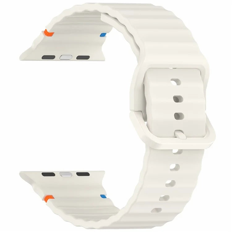 Silicone Strap for Apple Watch Series 10 46mm / Ultra 2 / Ultra 49mm / 9 8 7 45mm / SE (2023) SE (2022) SE 6 5 4 44mm / 3 2 1 42mm Wave Band