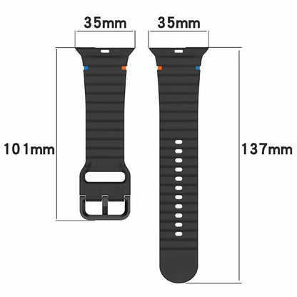 Silicone Strap for Apple Watch Series 10 46mm / Ultra 2 / Ultra 49mm / 9 8 7 45mm / SE (2023) SE (2022) SE 6 5 4 44mm / 3 2 1 42mm Wave Band
