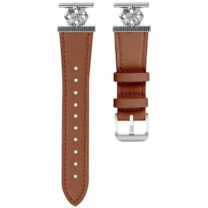 For Huami Amazfit GTR Mini Watch Band Genuine Cow Leather Flower Decor Adjustable Strap