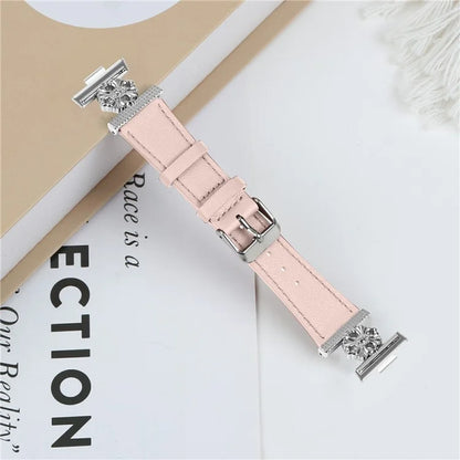 For Huawei Watch Fit 3 Watch Band Genuine Cow Leather Flower Decor Adjustable Strap