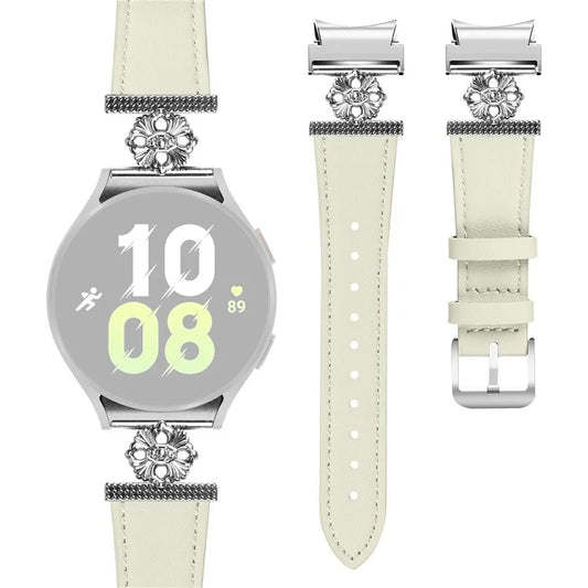 Watch Band for Samsung Galaxy Watch 5 Pro 45mm / Watch 5 44mm / 40mm Genuine Cow Leather Strap with Quick Release Connector
