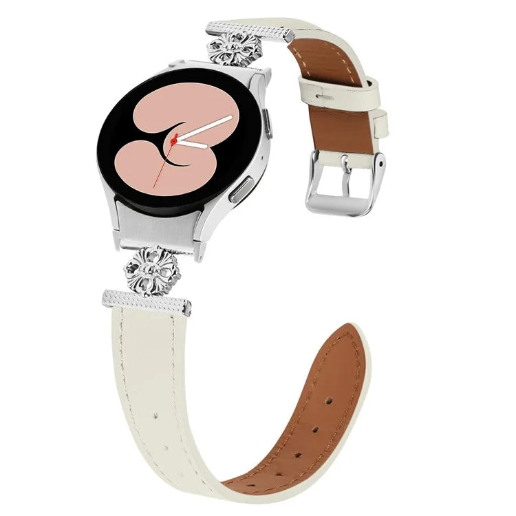 Watch Band for Samsung Galaxy Watch 5 Pro 45mm / Watch 5 44mm / 40mm Genuine Cow Leather Strap with Quick Release Connector