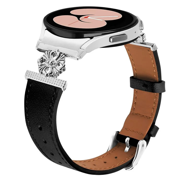 Watch Band for Samsung Galaxy Watch 5 Pro 45mm / Watch 5 44mm / 40mm Genuine Cow Leather Strap with Quick Release Connector