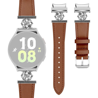 Watch Band for Samsung Galaxy Watch 5 Pro 45mm / Watch 5 44mm / 40mm Genuine Cow Leather Strap with Quick Release Connector