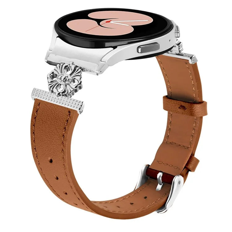 Watch Band for Samsung Galaxy Watch 5 Pro 45mm / Watch 5 44mm / 40mm Genuine Cow Leather Strap with Quick Release Connector