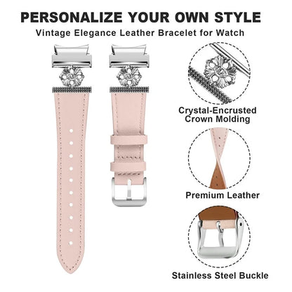 Watch Band for Samsung Galaxy Watch6 40mm / 44mm / Watch6 Classic 43mm / 47mm Genuine Cow Leather Strap with Quick Release Connector