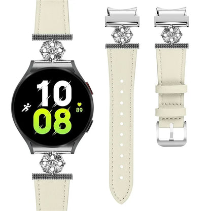 For Samsung Galaxy Watch7 44mm / 40mm Watch Band Genuine Cow Leather Strap with Quick Release Connector