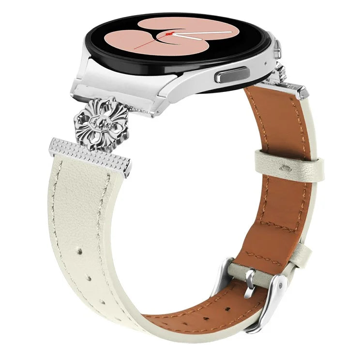 For Samsung Galaxy Watch7 44mm / 40mm Watch Band Genuine Cow Leather Strap with Quick Release Connector