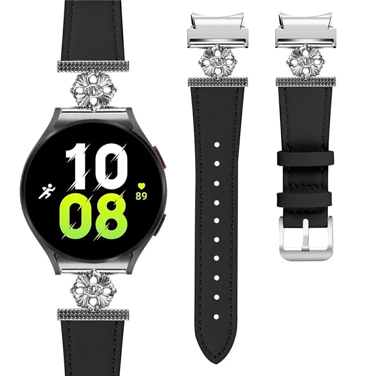 For Samsung Galaxy Watch7 44mm / 40mm Watch Band Genuine Cow Leather Strap with Quick Release Connector