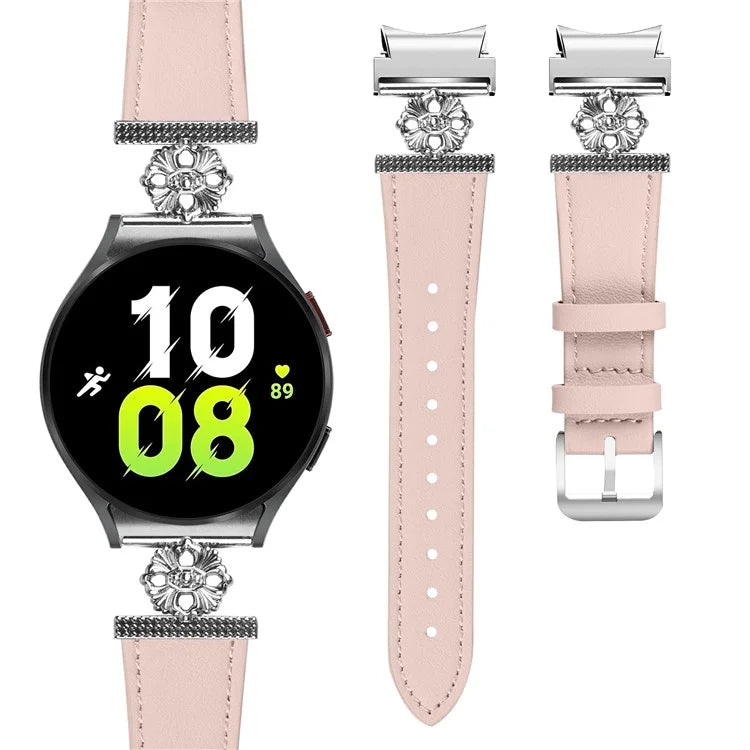 For Samsung Galaxy Watch7 44mm / 40mm Watch Band Genuine Cow Leather Strap with Quick Release Connector