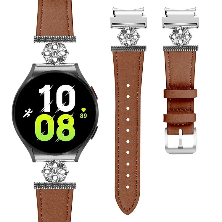 For Samsung Galaxy Watch7 44mm / 40mm Watch Band Genuine Cow Leather Strap with Quick Release Connector
