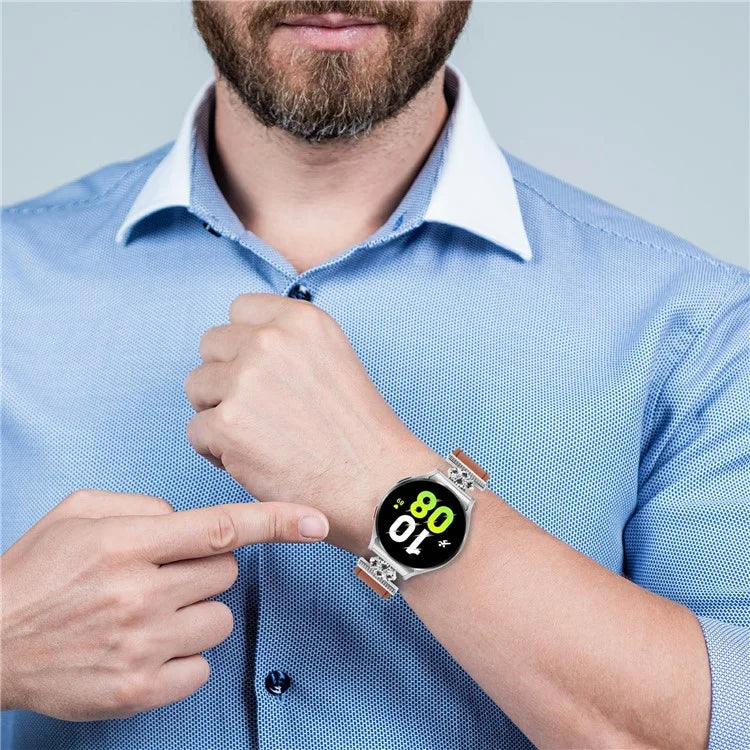 For Samsung Galaxy Watch7 44mm / 40mm Watch Band Genuine Cow Leather Strap with Quick Release Connector