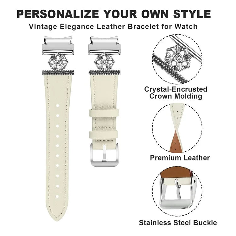 Watch Band for Samsung Galaxy Watch6 40mm / 44mm / Watch6 Classic 43mm / 47mm Genuine Cow Leather Strap with Seamless Connector