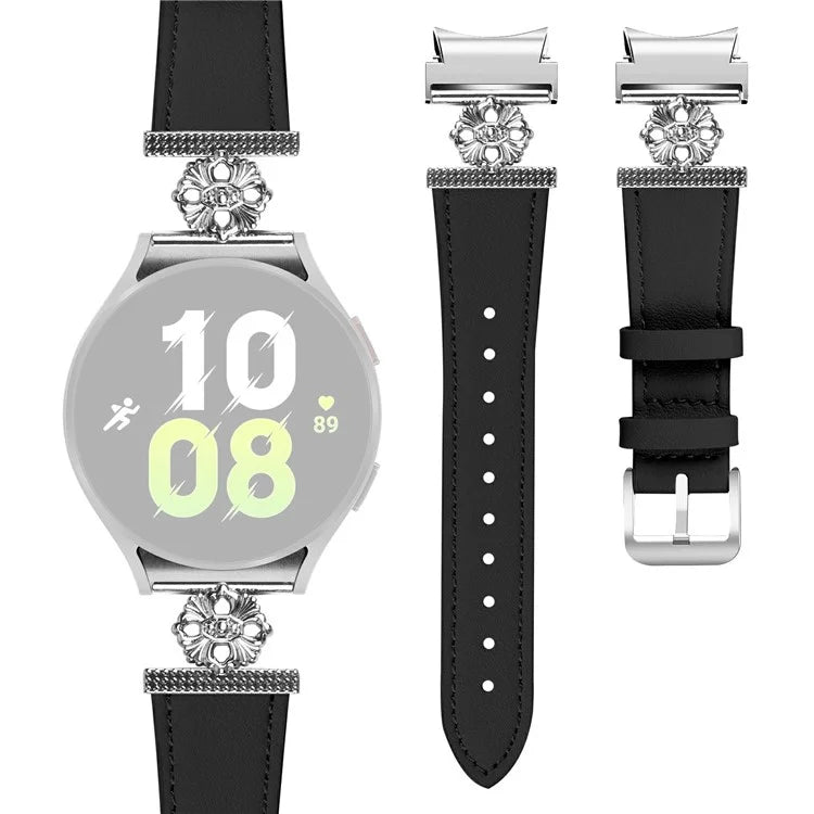 Watch Band for Samsung Galaxy Watch6 40mm / 44mm / Watch6 Classic 43mm / 47mm Genuine Cow Leather Strap with Seamless Connector