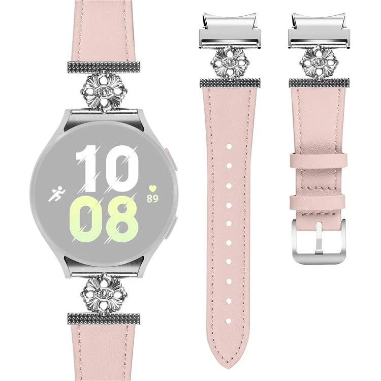 Watch Band for Samsung Galaxy Watch6 40mm / 44mm / Watch6 Classic 43mm / 47mm Genuine Cow Leather Strap with Seamless Connector