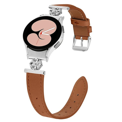 Watch Band for Samsung Galaxy Watch6 40mm / 44mm / Watch6 Classic 43mm / 47mm Genuine Cow Leather Strap with Seamless Connector